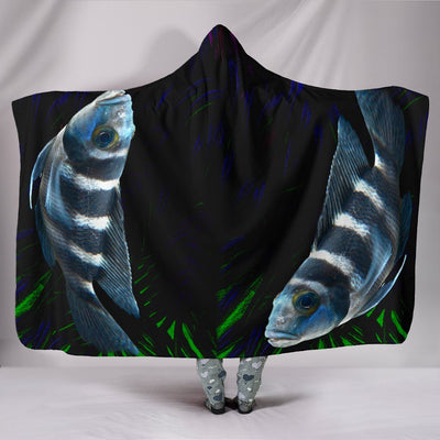 African Cichlid Fish Print Hooded Blanket-Free Shipping - Deruj.com