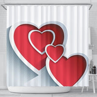 Red Heart Print Shower Curtain-Free Shipping - Deruj.com
