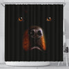 Rottweiler Dog On Black Print Shower Curtains-Free Shipping - Deruj.com