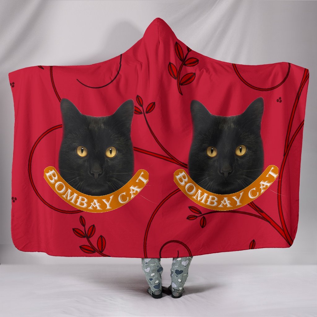 Bombay Cat Print On Red Hooded Blanket-Free Shipping - Deruj.com