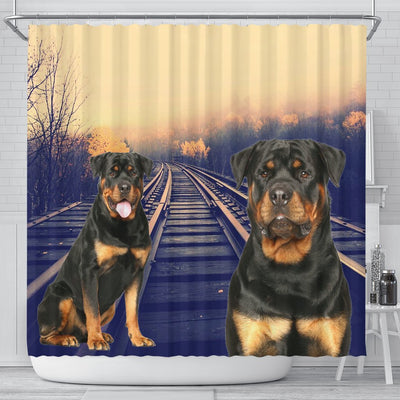 Cute Rottweiler Dog Print Shower Curtains-Free Shipping - Deruj.com