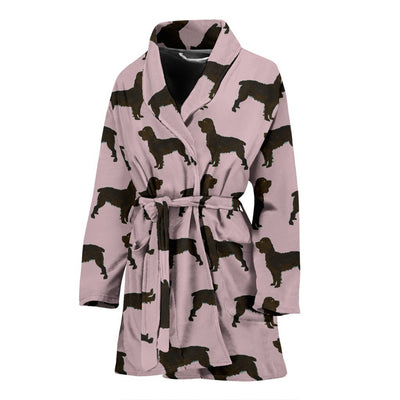 Boykin Spaniel Dog Floral Print Women's Bath Robe-Free Shipping - Deruj.com