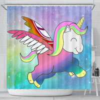 Cute Smiling Unicorn Print Shower Curtain-Free Shipping - Deruj.com