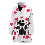 Paws Print With heart Women's Bath Robe-Free Shipping - Deruj.com