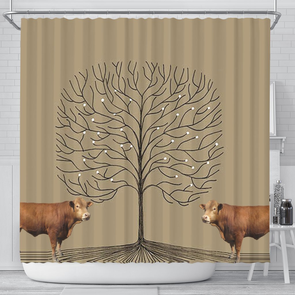 Gelbvieh Cattle (Cow) Print Shower Curtain-Free Shipping - Deruj.com