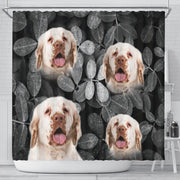 Clumber Spaniel On Black Print Shower Curtains-Free Shipping - Deruj.com