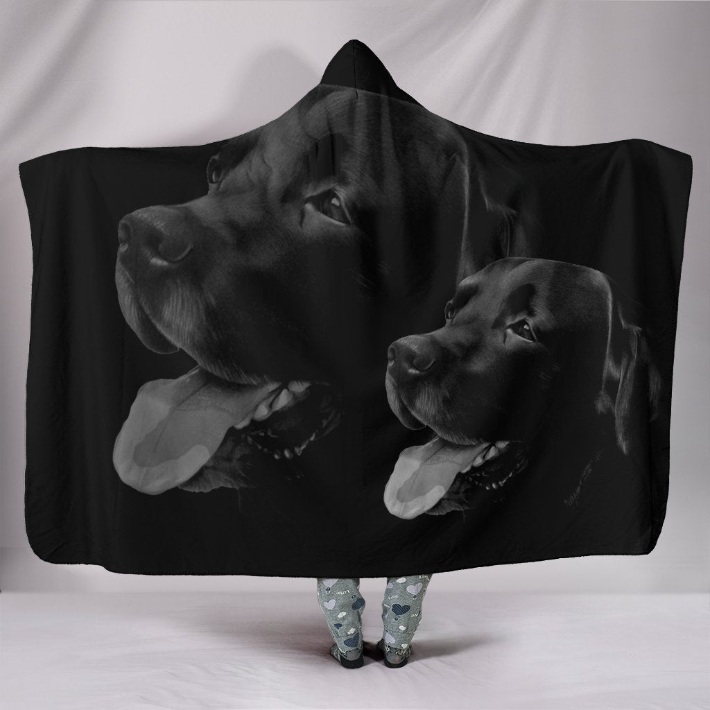 Black Labrador Retriever Print Hooded Blanket-Free Shipping - Deruj.com