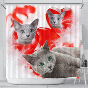 Cute Russian Blue Cat Print Shower Curtains-Free Shipping - Deruj.com