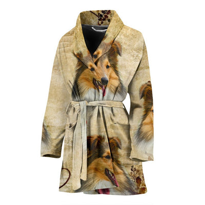 Shetland Sheepdog Print Women's Bath Robe-Free Shipping - Deruj.com