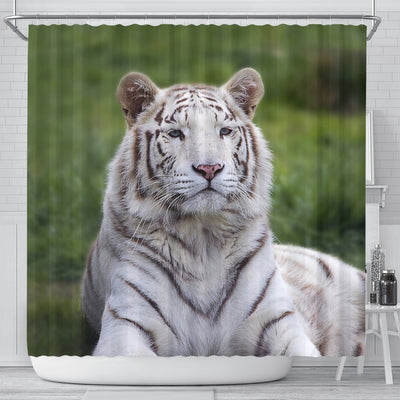 White Bengal Tiger Print Shower Curtains-Free Shipping - Deruj.com