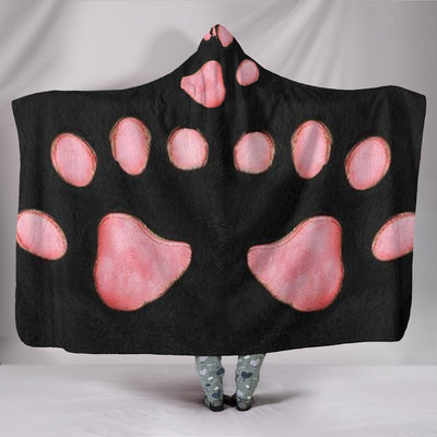 Pink Paws Print Hooded Blanket-Free Shipping - Deruj.com
