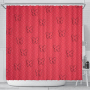 Butterfly Print On Red Shower Curtain-Free Shipping - Deruj.com