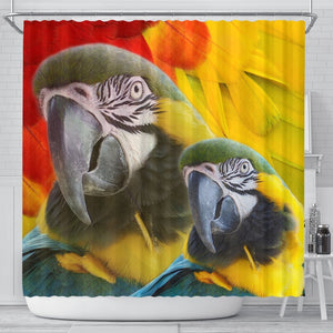 Blue and Yellow Macaw Print Shower Curtain-Free Shipping - Deruj.com