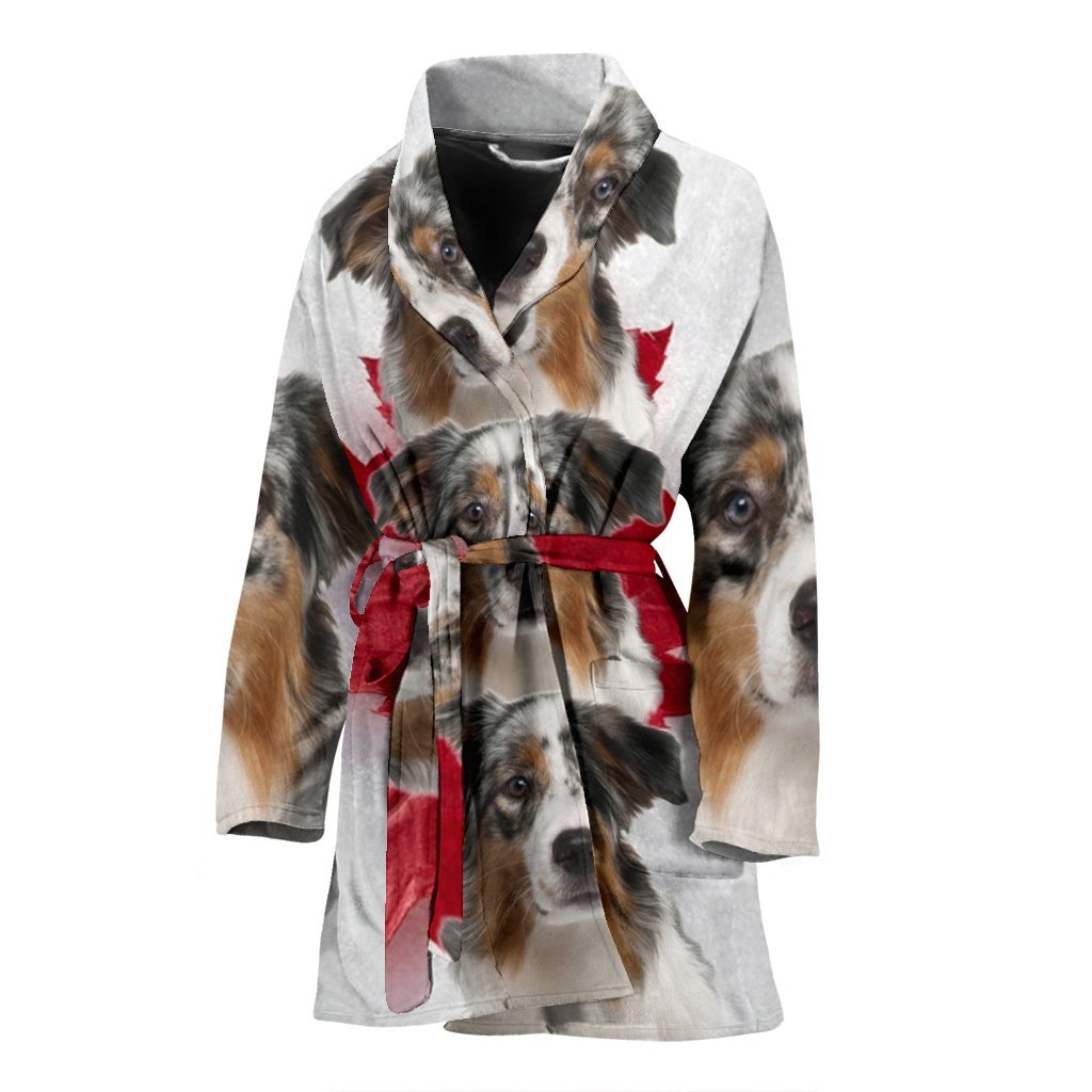 Australian Shepherd Print Women's Bath Robe-Free Shipping - Deruj.com