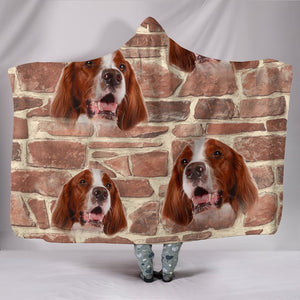 Irish Red and White Setter Print Hooded Blanket-Free Shipping - Deruj.com