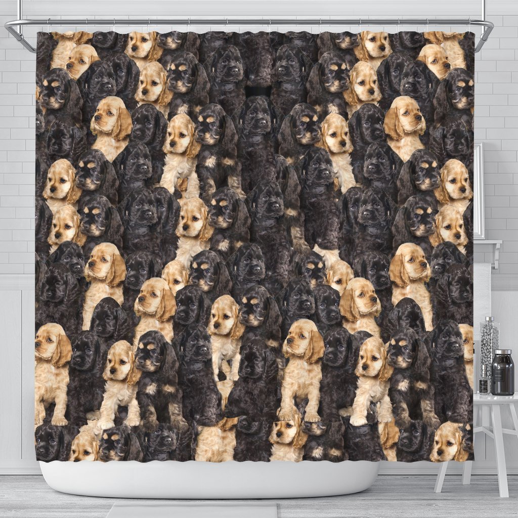 Cocker Spaniel In Lots Print Shower Curtain-Free Shipping - Deruj.com