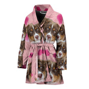 Miniature American Shepherd Print Women's Bath Robe-Free Shipping - Deruj.com