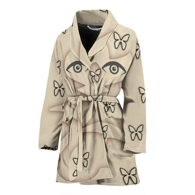 Butterfly With Eyes Print Women's Bath Robe-Free Shipping - Deruj.com