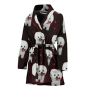 Bichon Frise Dog Print Women's Bath Robe-Free Shipping - Deruj.com
