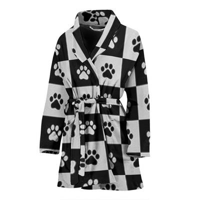 Dog Paws Print Women's Bath Robe-Free Shipping - Deruj.com