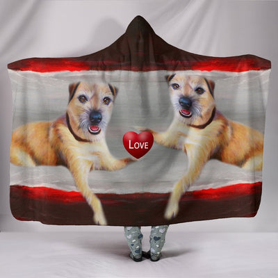 Border Terrier Love Print Hooded Blanket-Free Shipping - Deruj.com