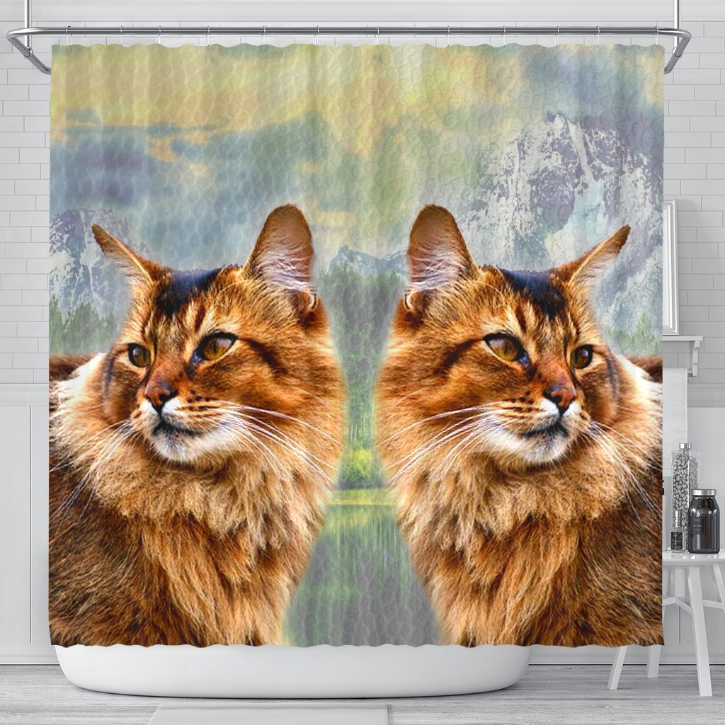 Amazing Somali Cat Print Shower Curtains-Free Shipping - Deruj.com