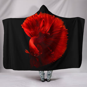 Red Betta Fish Print Hooded Blanket-Free Shipping - Deruj.com