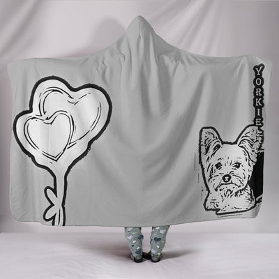 Yorkie with Love Print Hooded Blanket-Free Shipping - Deruj.com