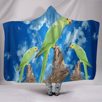 Rose Ringed Parakeet Print Hooded Blanket-Free Shipping - Deruj.com