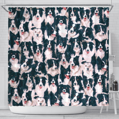 Border Collie Dog In Lots Print Shower Curtains-Free Shipping - Deruj.com