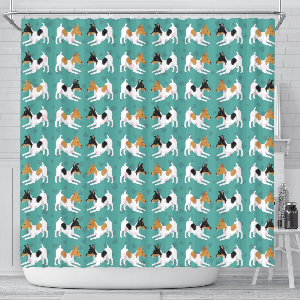 Toy Fox Terrier Dog Hearts Pattern Print Shower Curtains-Free Shipping - Deruj.com