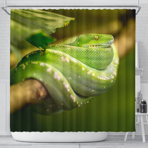 Green Snake Print Shower Curtains-Free Shipping - Deruj.com