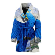 Hyacinth macaw Parrot Print Women's Bath Robe-Free Shipping - Deruj.com