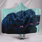 Newfoundland Dog Art Print Hooded Blanket-Free Shipping - Deruj.com