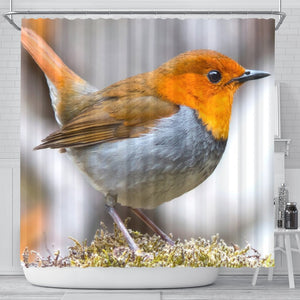 Japanese Robin Bird Print Shower Curtains-Free Shipping - Deruj.com