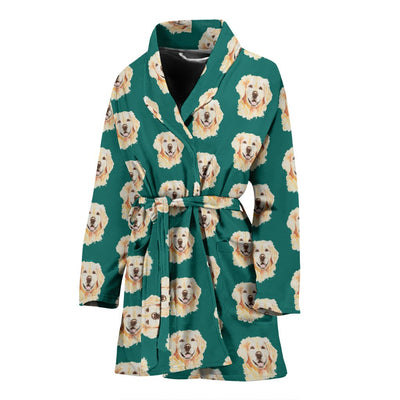 Golden Retriever Dog Pattern Print Women's Bath Robe-Free Shipping - Deruj.com