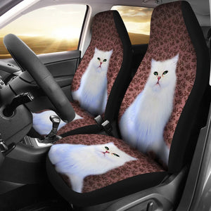 Cute White Persian Cat Print Car Seat Covers- Free Shipping - Deruj.com
