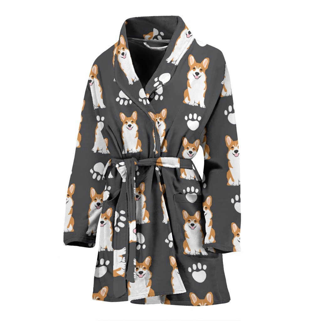 Pembroke Welsh Corgi Print Women's Bath Robe-Free Shipping - Deruj.com