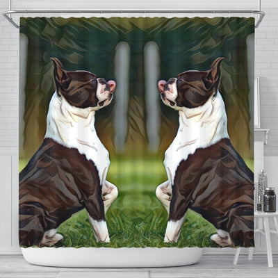 Boston Terrier Dog Paint Art Print Shower Curtains-Free Shipping - Deruj.com