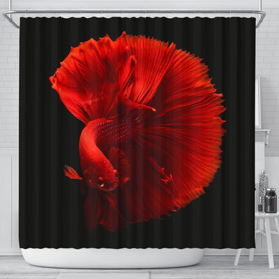 Red Siamese Fighting Fish (Betta Fish) Print Shower Curtains-Free Shipping - Deruj.com