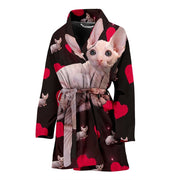 Sphynx Cat Print Women's Bath Robe-Free Shipping - Deruj.com