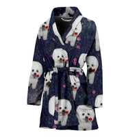 Cute Bichon frise Floral Print Women's Bath Robe-Free Shipping - Deruj.com