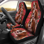 Irish Red and White Setter On Flower Print Car Seat Covers-Free Shipping - Deruj.com