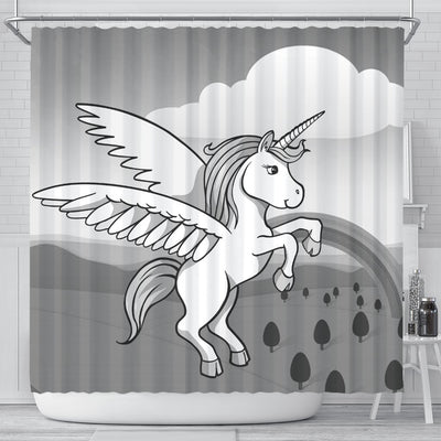 Cute Unicorn Print Shower Curtain-Free Shipping - Deruj.com