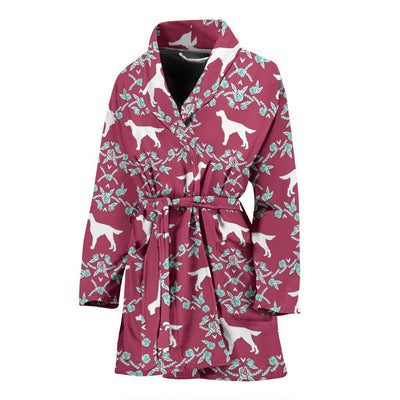 Irish Setter Dog Floral Pattern Print Women's Bath Robe-Free Shipping - Deruj.com