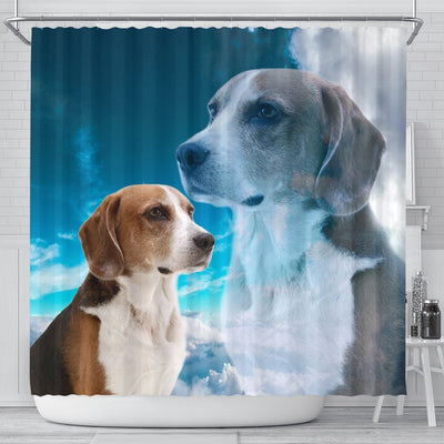 English Foxhound On Sky Blue Print Shower Curtains-Free Shipping - Deruj.com