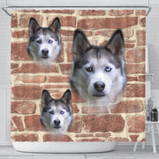 Siberian Husky On Wall Print Shower Curtains-Free Shipping - Deruj.com