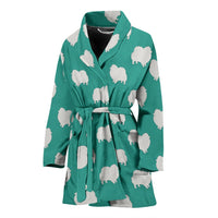 Pomeranian Dog Pattern Print Women's Bath Robe-Free Shipping - Deruj.com