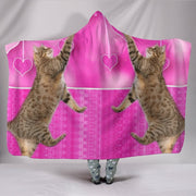 Pixie-bob Cat Catching Love Print Hooded Blanket-Free Shipping - Deruj.com