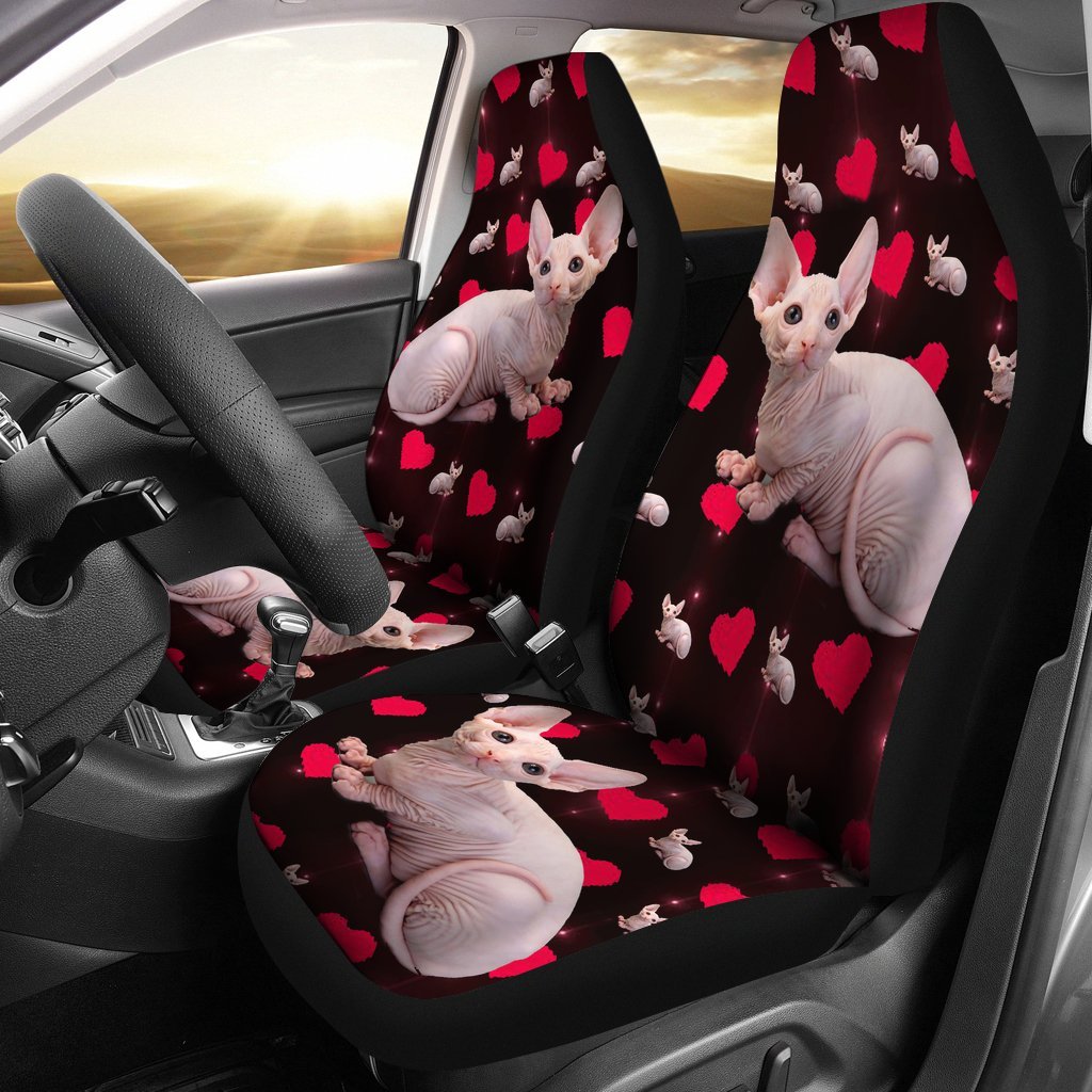 Sphynx cat With heart Patterns Print Car Seat Covers-Free Shipping - Deruj.com